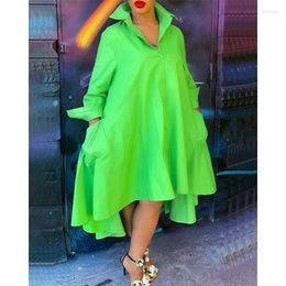 Plus Size Dresses Casual Women Spring Dress 5XL Light Green Colour Shirt Lady Party