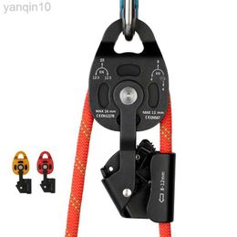 Rock Protection Outdoor Lightweight One-way Lifting Pulley Heavy Object Lifter Ascending and Descending Caving Equipment Safety Rope Self-lock HKD230810
