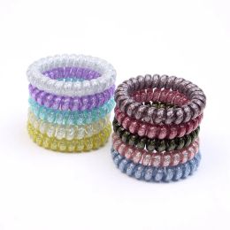 Free DHL INS Glitter Metal Punk Coil Ties Rubber Elastic Bands Rope Ponytail Holders Girls Womens AccessoiresZZ