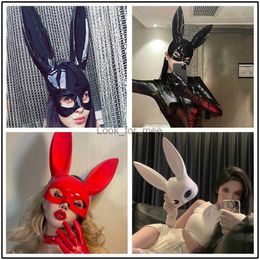 Sexy Leather Mask Bunny Girl Cosplay Masquerade Erotic Halloween Carnival Party Masks Bdsm Bondage Games Fetish Mask HKD230810