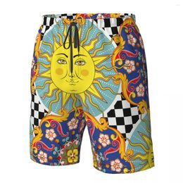 Men's Shorts Swimwear Men Bermuda Beach Colourful Ethnic Round Ornamental Seaside Mens Vacation Male Drop Ship