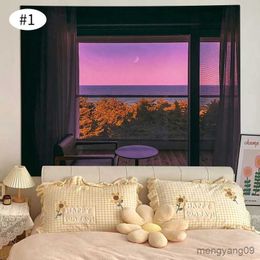 Tapestries Window Scenery Tapestry Nordic Wall Hanging Cloth Dormitory Bedside Tapestries Background Cloth for Aesthetic Bedroom Decoration R230810