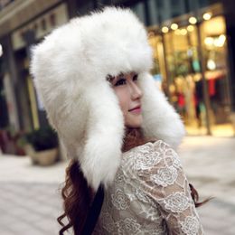 Beanie/Skull Caps HT252 Fashion Women Winter Hat High Quality Faux Fur Earflap Russian Hat Warm Trooper Trapper Hat Faux Fur Beanies 230809