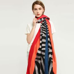 Scarves Fashion Animal Double-sided Satin Print Color-trimmed Zebra Scarf Women High Quality Autumn Winter Wrap