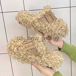 Slippers For Women Low Ladies' Slippers Shoes Fur Flip Flops Cover Toe Winter Footwear Pantofle Plush Flat New PU Rubber Slid J230810