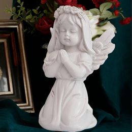 Decorative Objects Figurines Resin Angel Garden Figure Unique Winged Statue Home Decoration Napping Angle Sculpture Desktop 230810