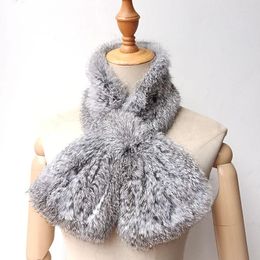 Scarves Women Winter Knitted Real Fur Scarf Warm Female Luxury Genuine Ladies Neck Warmer