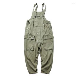 Men's Pants Male Safari Cargo Jumpsuit Casual Workwear Unisex Multi Pocket Overalls Loose Suspender Fashion Trousers For Men And Women