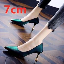 Dress Shoes Cresfimix women fashion sweet green pu leather stiletto heels for office lady black summer high heel shoes zapatos dama a6047 230809