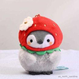 Stuffed Plush Animals Cozy Touch Lightweight Stuffed Penguin Doll Pendant Plush Toy Adorable Doll Key Ring Strawberry Hat Backpack Charm R230810