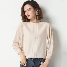 Women's Sweaters 2023 Spring And Autumn Bat Sleeve Sweater Female Long-sleeve Round Neck Loose Shirt Paragraph Bottoming L11