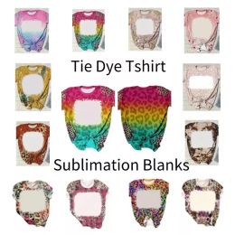 Dye Tshirts Sublimation Blank Tee Tie Tops T-Shirt Thermal Transfer Blanks Short Sleeve Clothes For DIY Custom Printing Fs9550 s