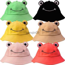 Wide Brim Hats Bucket Hats Cartoon Frog Bucket Hat Panama Fishing Hat Cartoon Cute Hats for Women Men Bob Chapeau Outdoor Sun Fisherman Caps HKD230810