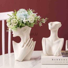 Nordic Style Ceramic Vase Woman Body Model Modern Body Art Vase Home Decoration Creative Flower Pot Living Room Decoration HKD230810