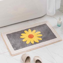 Carpets 2023 Bathroom Entrance Cartoon Daisy Carpet Floor Mat Anti-skid Bedroom Absorbent Foot White