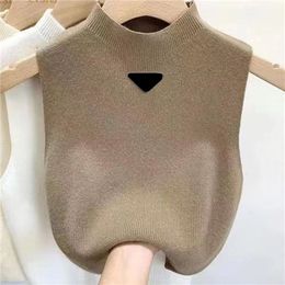 2024 Retro Sleeveless for Pullover Vest Woman Lady Knit Sweater White Black Solid Colour Casual Pullovers Knitting Tank Tops s ting Sports