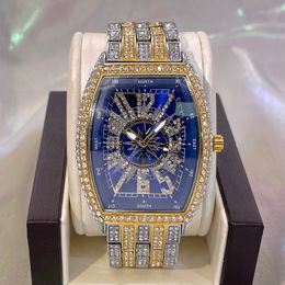 Wristwatches Brand MISS Gold Blue Fashion Watch Mens Hip Hop Full Diamond Waterproof Luminous Digital Clocks Gift Ma 230809