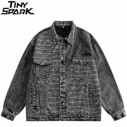 Mens Jackets Men Streetwear Vintage Denim Jacket Ripped Patchwork Pocket Jeans Harajuku Retro Loose Bomber Coat Cotton 230810