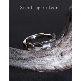 Cluster Rings Simple 925 Sterling Silver For Women Ring Geometric Round Wild Couple Thai Jewelry Opening Adjustable