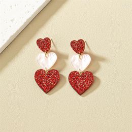 Dangle Earrings Cute Red Acrylic Heart Drop For Women Layers Bridal Wedding Engagement Party Earring Valentine's Day Gift