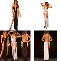 NXY Sexy Skirt Porno Women Sleepwear Black White See Through Sexy Lingerie Hot Erotic Bath Robe Dress Lace Babydoll Underwear Nightgowns 230717