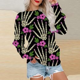 Women's Sweaters Long Sleeve Halloween Print Round Neck Casual Sweater History Sweatshirts For Women