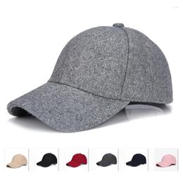 Ball Caps Autumn Winter Unisex Wool Felt Baseball Solid Color Casquette Chapeau Trilby Trucker Hat For Men Women