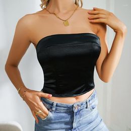 Camisoles Tanks Summer Fashion Solid Tube Top Slim Fit Sexy Open Back Outer Wear Sleeveless Black Wrap Chest for Women 2023