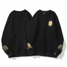 A Bathing Ape Autumn and winter Men's Black Gold Embroidered Round Neck Plush Sweater Bathing Ape Hooded