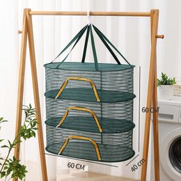 Other Home Storage Organization Mutilayer Hanging Drying Net for Vegetable Fruit Herbs Foldable Sun Dry Food Dishes Dryer Cage Nontoxic Polyester 230810