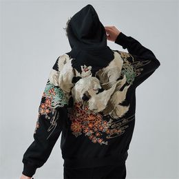 Men's Hoodies Sweatshirts Japanese Streetwear Hoodie Hip Hop Sweatshirt Embroidered Hooded 2023 Mens Harajuku Cotton Casual Pullover Black y2k hoodie 230809