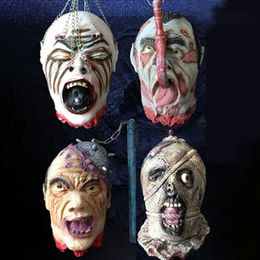 Halloween Decoration Haunted House Bar Venue Decoration Props Scary Ghost Toy Skull Hanging Ghost Head HKD230810