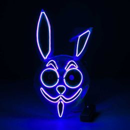 Led glow ferank long folded ears rabbit glow mask anime cos props cat face fox Halloween HKD230810