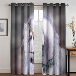Curtain Custom Black Minimalism Wild Animal Leopard Wolf Horse Thin Curtains For Living Room Bedroom Window Decor 2 Pieces