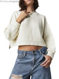 Women's Sweaters Women's Cable Knitted Long Sleeve Sweater Crewneck Casual Slim Fit Zipper Jumper Top Knitwear Z230814