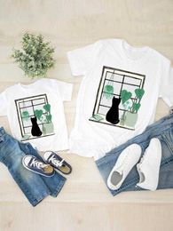 Family Matching Outfits Cat Plant Trend Lovely Clothing Women Kid Son Child Summer Family Matching Outfits Mom Mama Mother Tshirt Tee T-shirt Clothes