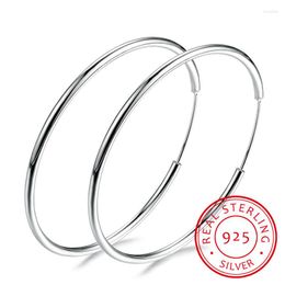 Hoop Earrings 925 Sterling Silver Round Circle 35/50/60mm For Woman Wedding Engagement Party Fashion Charm Jewelry Gift