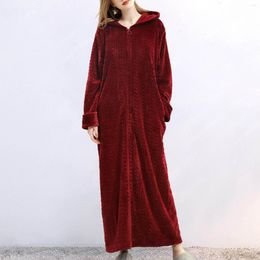 Women's Sleepwear Women Winter Extra Long Thick Warm Bath Robe Plus Size Zipper Luxury Flannel Peignoir Pregnant Bathrobe Men Coral Fleece