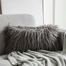 Cushion Cover Decorative Long Hair Pillow Plush Case New Series Style Faux Fur Throw Cushion Bedroom Sofa Decor 30 X 50cm195g