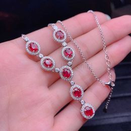 Pendant Necklaces Valuable Ruby Diamond cz Pendant Real 925 Sterling Silver choker Party Wedding Pendants Necklace For Women Girl Jewellery Gift