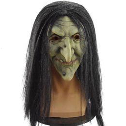 Party Masks Halloween Scary Old Witch Mask Latex with Hair Halloween Fancy Dress Grimace Party Costume Cosplay Masks Props 230809