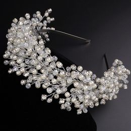 Wedding Hair Jewelry Luxury Elegant Pearl Bridal Crown Headpieces Crystal Wedding Hair Accessories Jewelry Handmade Women Headdress Tiaras 230809