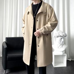 Men's Trench Coats 3 Colors!2023 Autumn And Winter Mid Length High Quality Casual Jacket Long Jackets For Men Coat