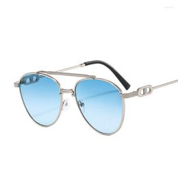 Sunglasses Pilot Ocean Lens For Men Women Vintage 2023 Double Bridge Sun Glasses Male Retro Eyewear Shades UV40