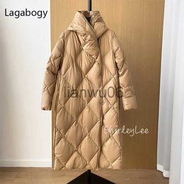 Women's Jackets Lagabogy 2023 Winter Women Jacket Long Parkas 90 White Duck Down Coats Female Hooded Warm Puffer Overcoat Ultra Light Outwear J230810