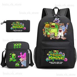 3PCS My Singing Monsters Backpack My Singing Monsters Bag Pencil Case Boy Girl School Bag Large Capacity Outdoor Shoulders Bag T230810