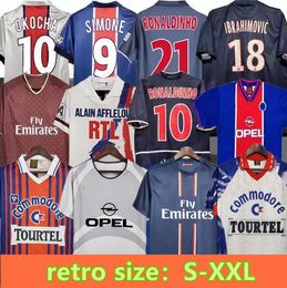 OKOCHA Retro SOCCER JERSEY 93 94 95 96 LEROY ADAILTON Beckham 98 99 00 01 02 03 90 92 clássico RAI ANELKA Ibrahimovic camisas de futebol RONALDINHO SIMONE psgs