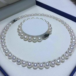 Chains Gorgeous Set Of 10-11mm South Sea Round White Pearl Necklace 18inch &bracelet 7.5-8"