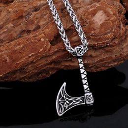 Pendant Necklaces Original Design Retro Viking Axe Stainless Steel Necklace Nordic Creative Men's Amulet Jewellery Unisex Free Distribution