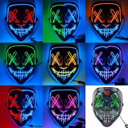 Halloween Mask Halloween Scary Colplay Props Light Up Purge LED Mask Halloween Masquerade Party Mask Cosplay Costume Supplies HKD230810